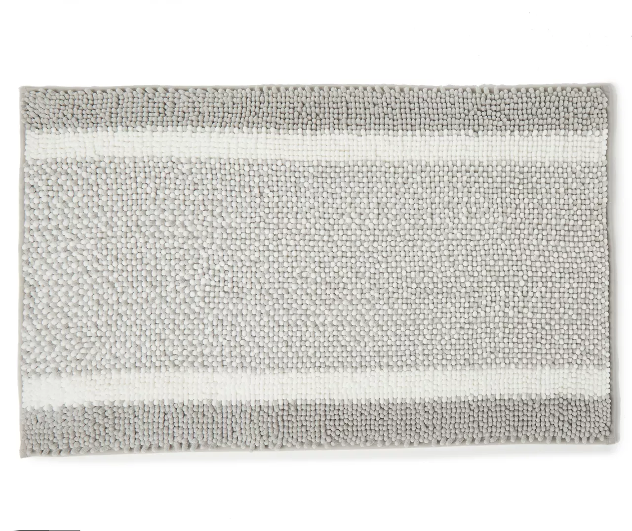 Light Gray & White Stripe Chenille 2-Piece Bath Rug Set - Image 2