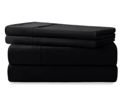 Black 4-Piece Microfiber Full Sheet Set