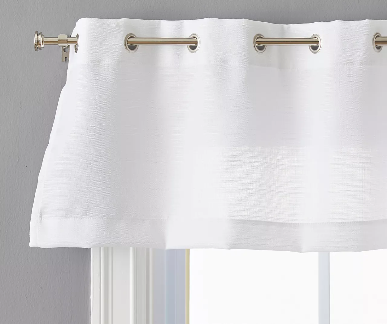 White Tucker Valance & Tier 3-Piece Curtain Set - Image 2