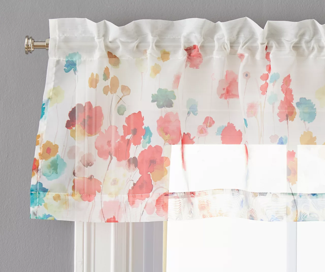Maggie Floral Valance & Tier 3-Piece Curtain Set - Image 2