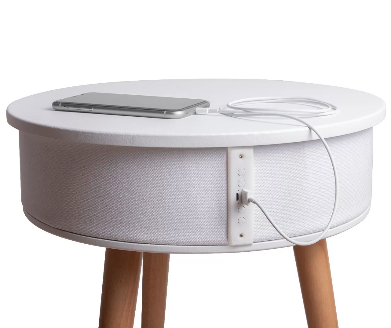 White End Table With Bluetooth Speaker & USB Port - Image 3