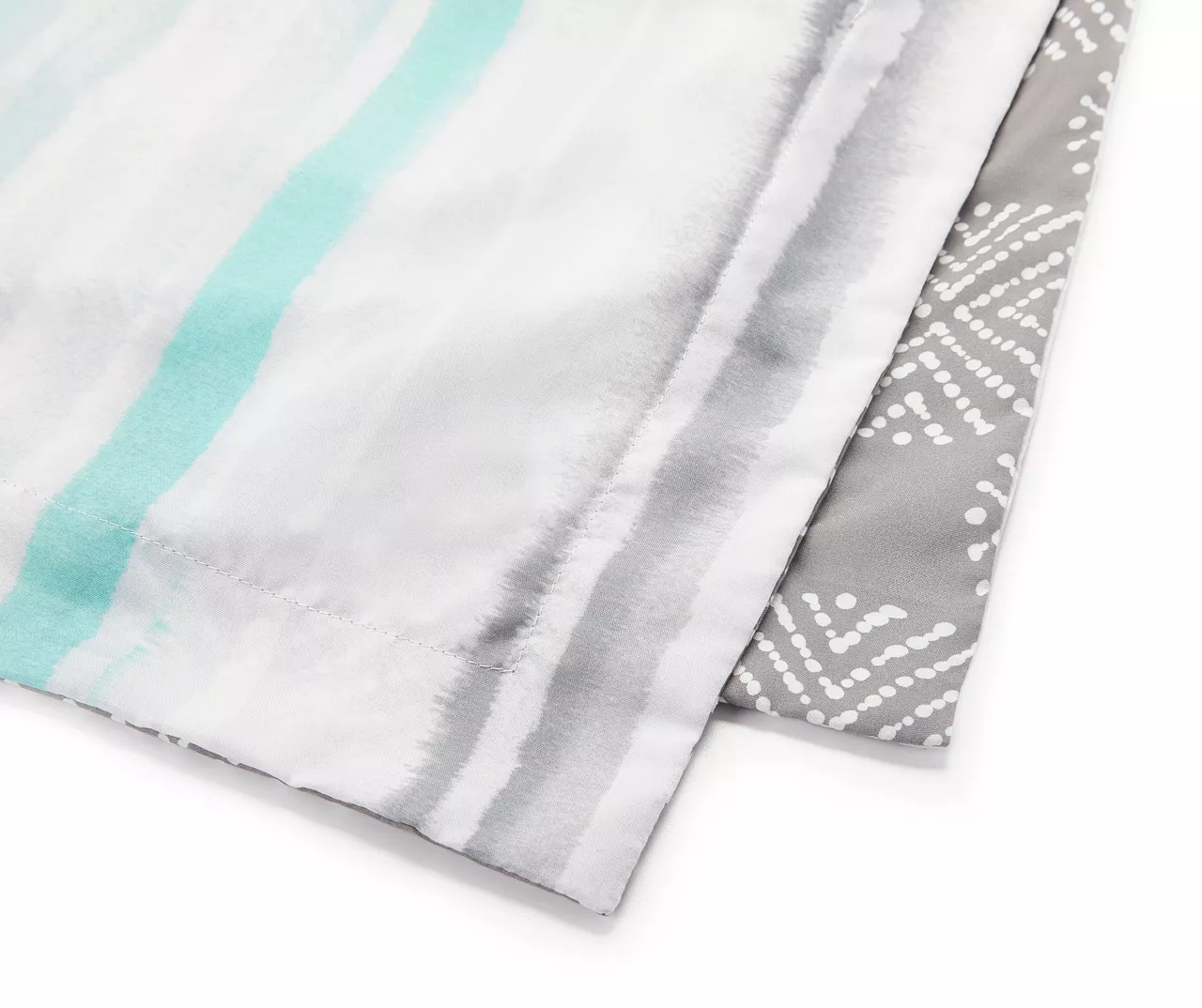 Aqua & Gray Stripe Queen 14-Piece Reversible Comforter Set - Image 3