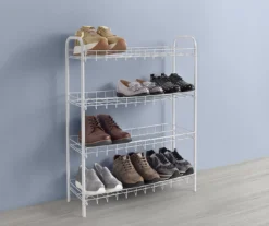 White 4-Tier Wire Shoe Rack