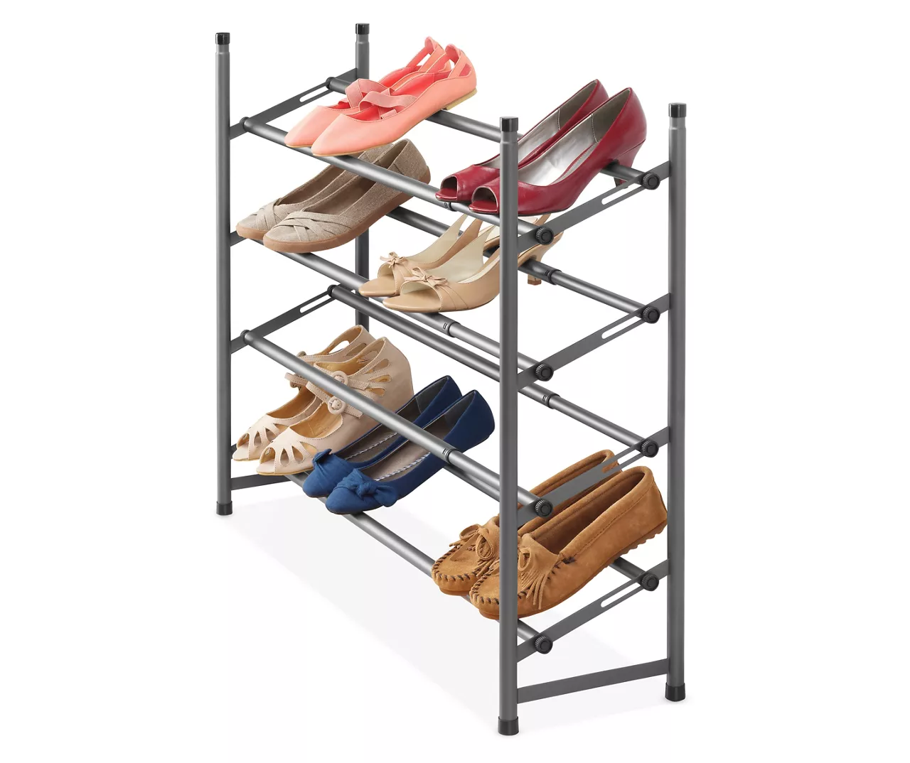 Gunmetal Gray 4-Tier Expandable Steel Shoe Rack