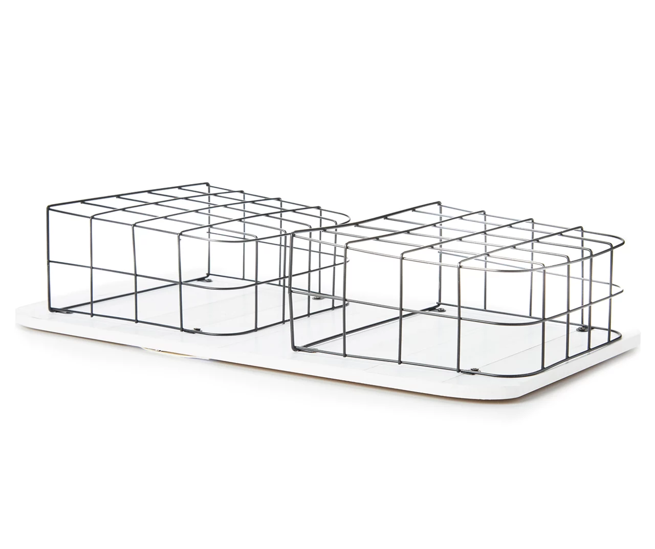 White Wire Double-Bin Mail Wall Organizer - Image 2