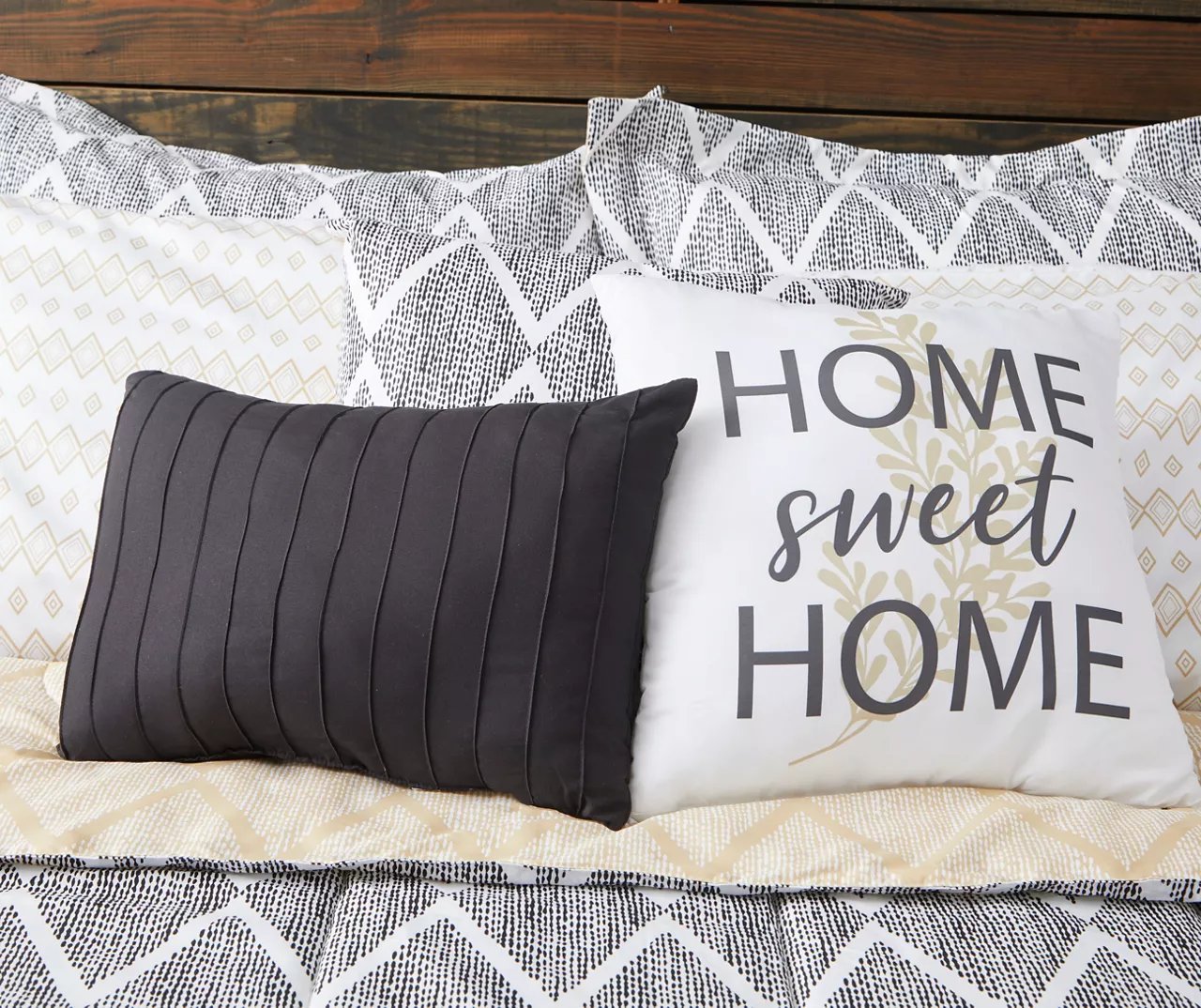 Real Living Andover Black & Tan Geometric Bed-in-a-Bag 10-Piece Bedding Set - Image 5