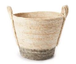 Gray Natural Woven Maize & Paper Round Bin