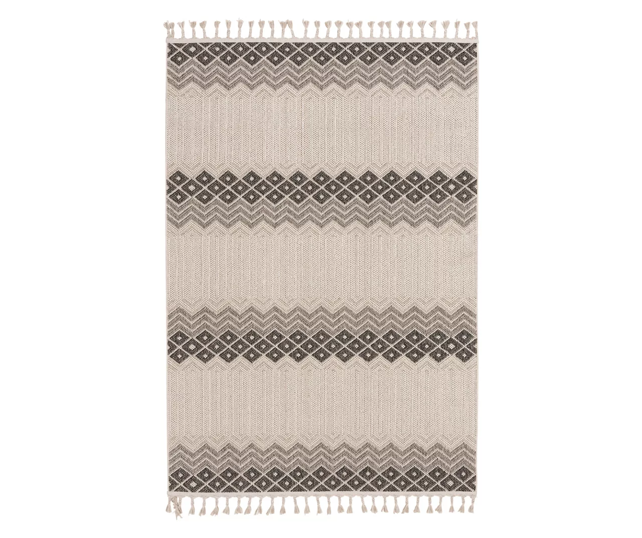 Malden Gray Geometric Stripe Area Rug, (6.7' X 8.6')