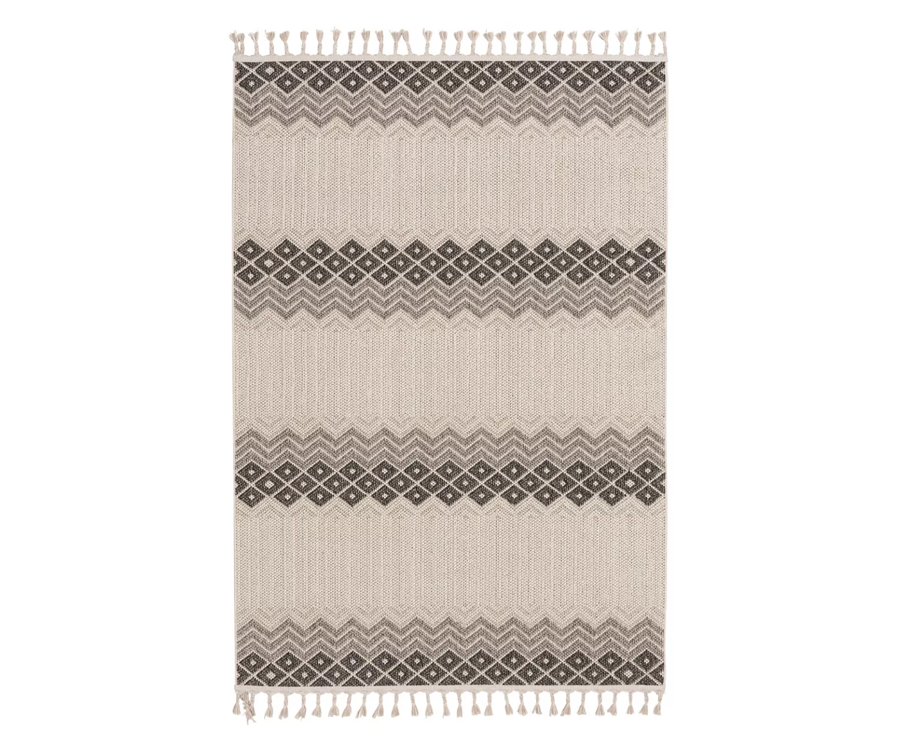 Malden Gray Geometric Stripe Area Rug, (5' X 7')