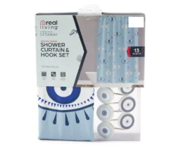Grecian Getaway Blue All-Seeing Eyes 13-Piece Shower Curtain Set