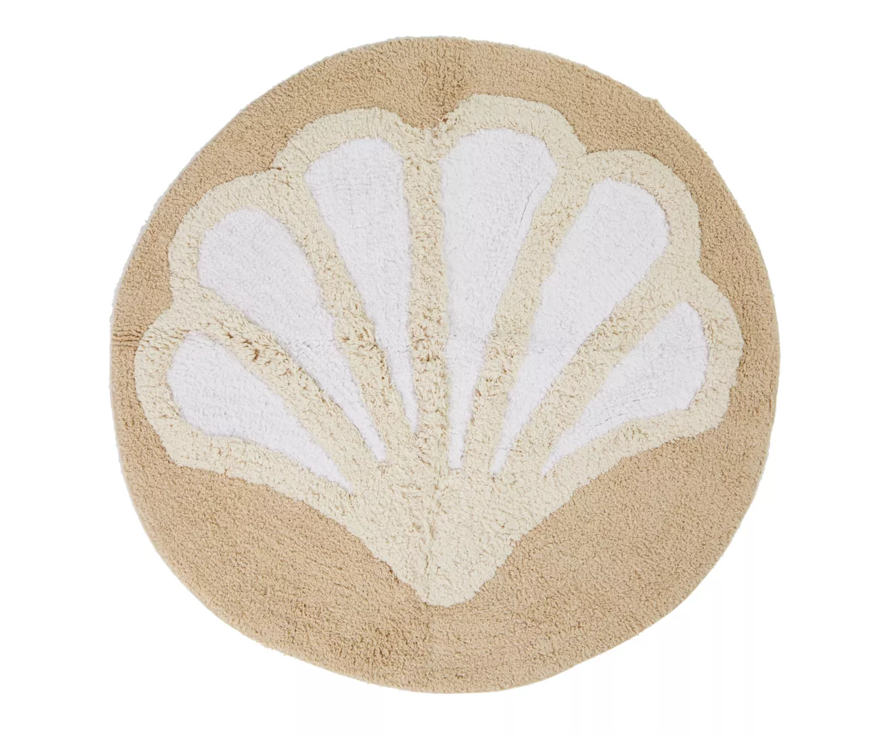 Grecian Getaway Beige Shell Round Bath Rug