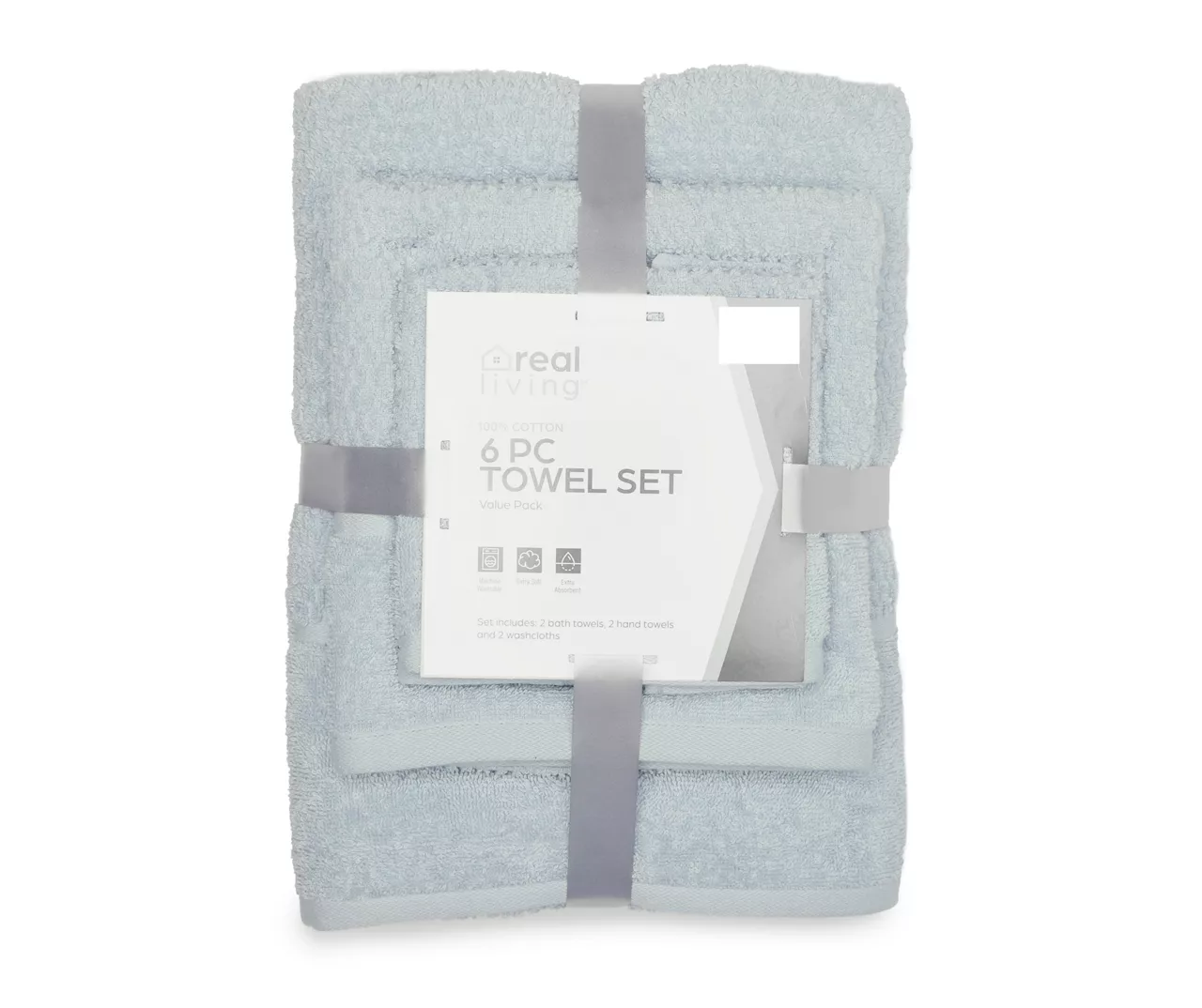 Real Living Checkerboard Texture 6-Piece Towel Set - Image 3