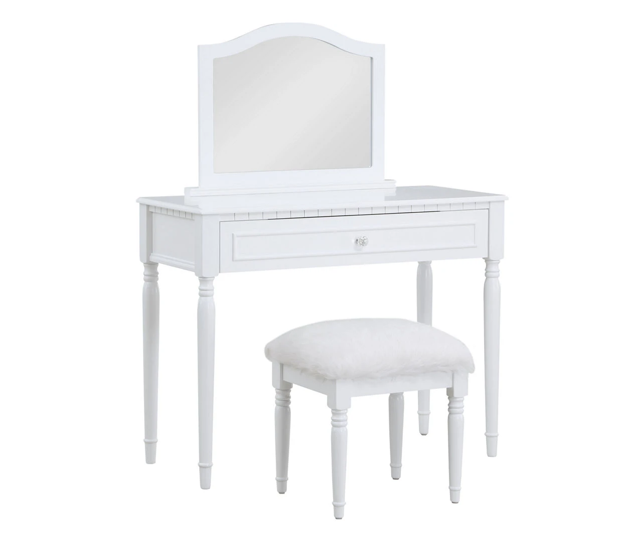 Vanity Table Set With Mirror & Faux Fur Stool - Image 4