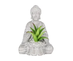 Artificial Succulent With Resin Buddha Statue