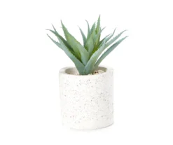 Artificial Aloe In Textured Cement Pot