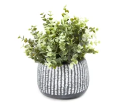 Artificial Eucalyptus In Dash Line Cement Planter