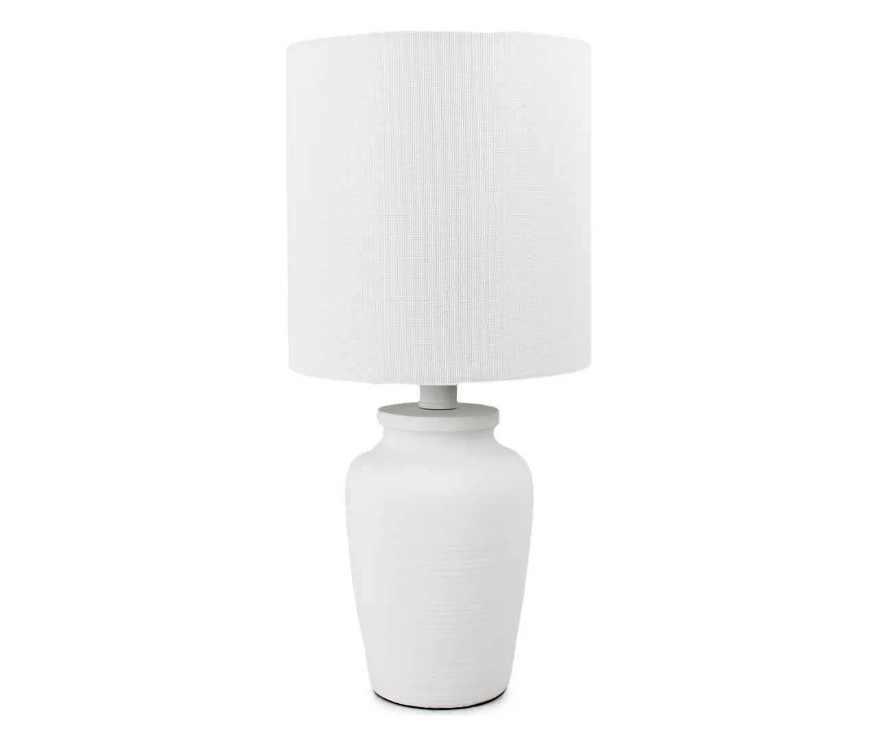 White Textured Table Lamp With Bulb