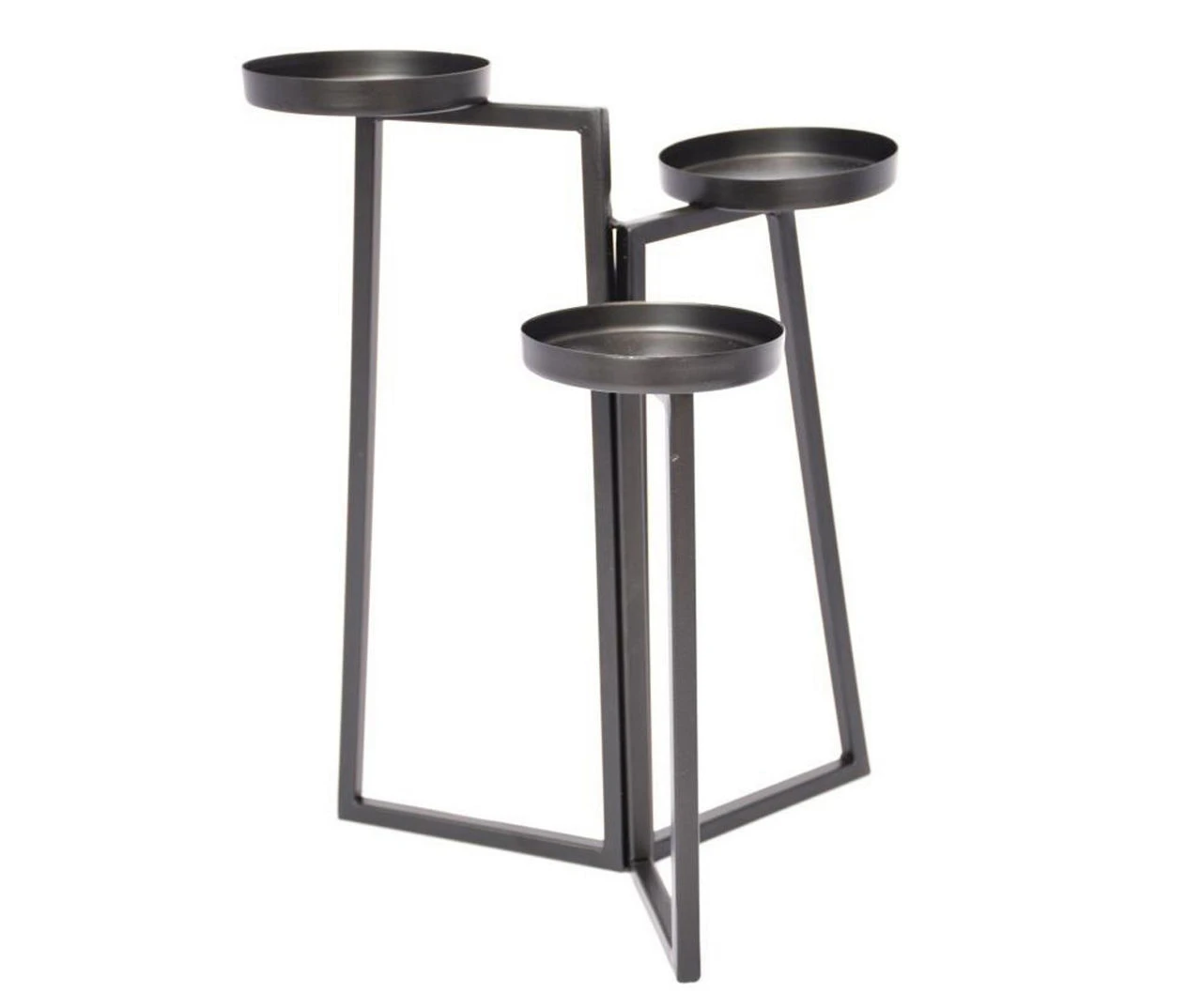 Black 3-Tier Metal Pillar Candle Holder