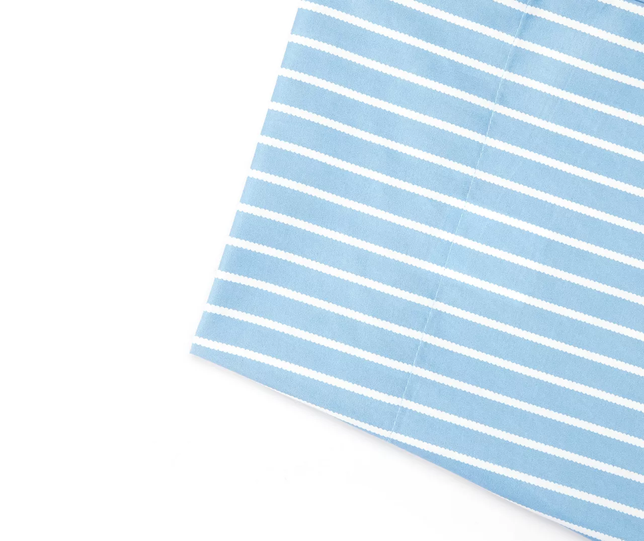 Blue & White Stripe Twin 3-Piece Microfiber Sheet Set - Image 2