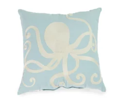 Sterling Blue & White Octopus Square Throw Pillow