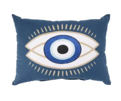 Grecian Getaway Sargasso Sea Blue Evil Eye Rectangle Throw Pillow