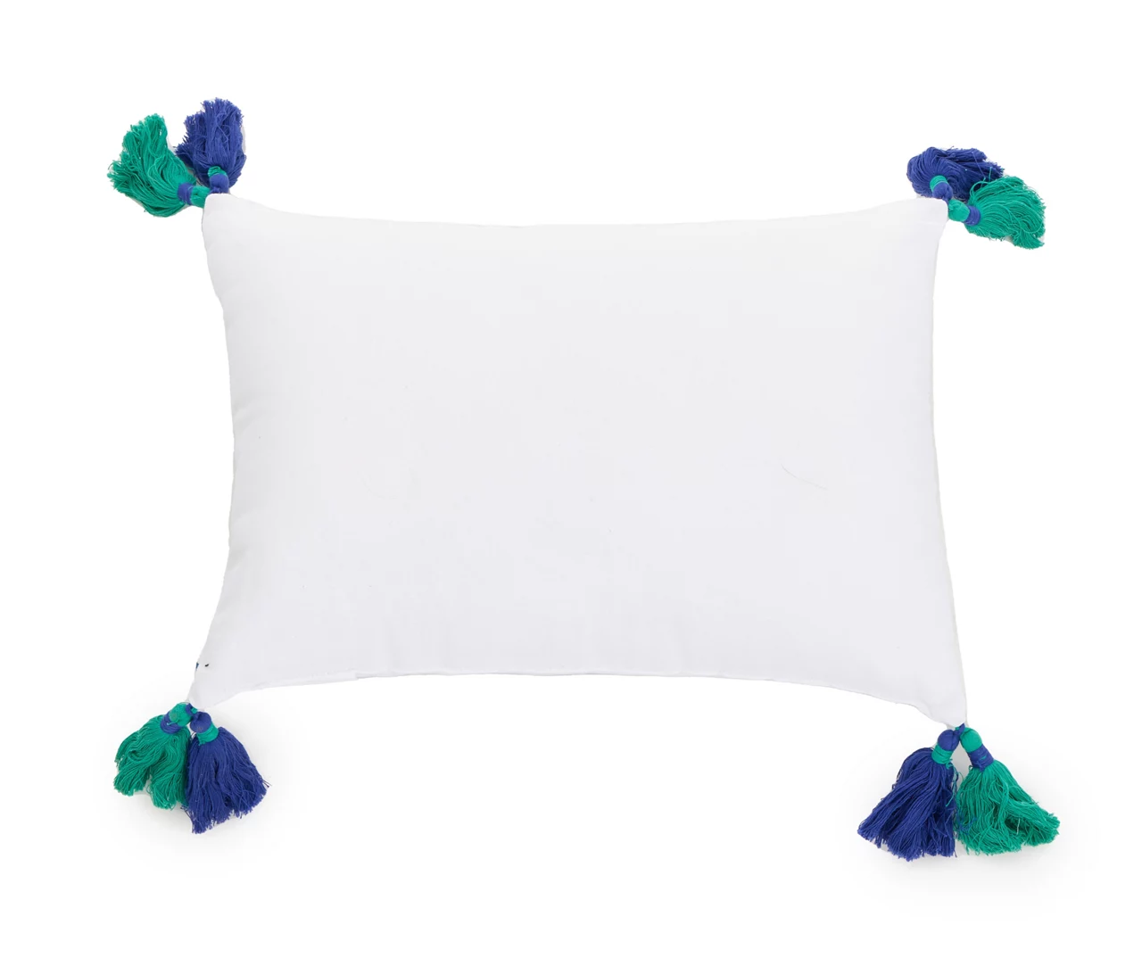 Blossom White & Blue Peacock Rectangle Throw Pillow - Image 2