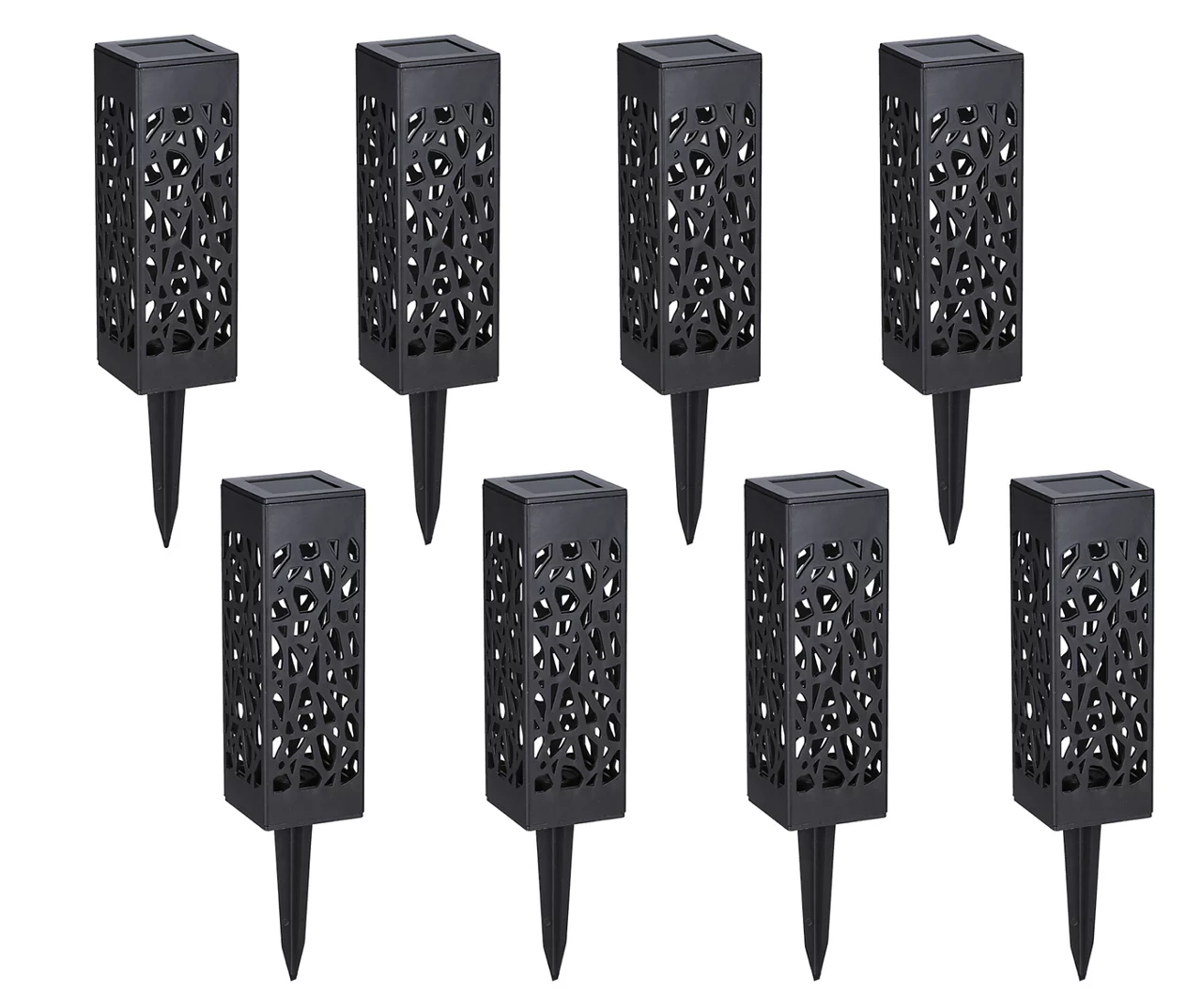 Black Cut-Out Geometric 8-Piece Solar Pathway Light Set - Image 2