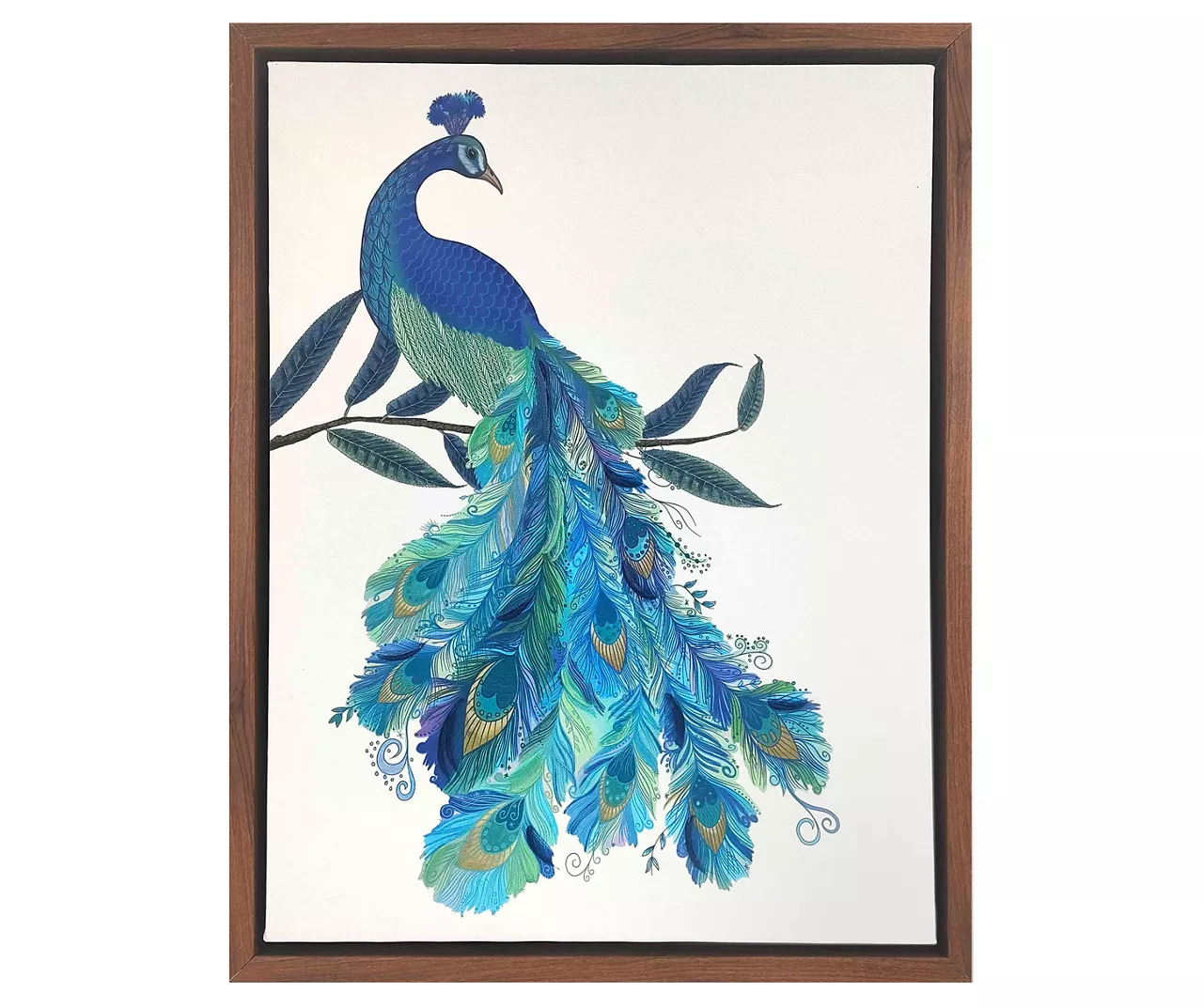Blossom Blue Embellished Peacock Framed Wall Art