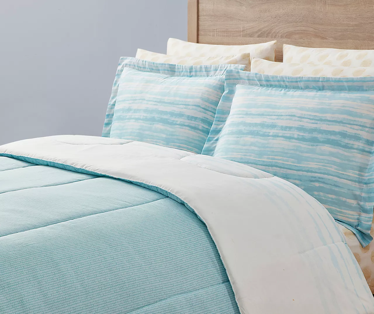 Real Living Grecian Getaway Aqua Stripe & Dot Reversible Comforter Set - Image 10