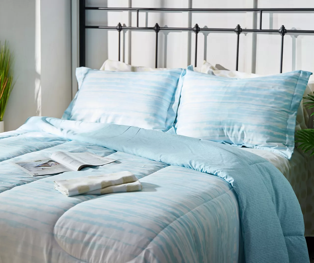 Real Living Grecian Getaway Aqua Stripe & Dot Reversible Comforter Set - Image 2