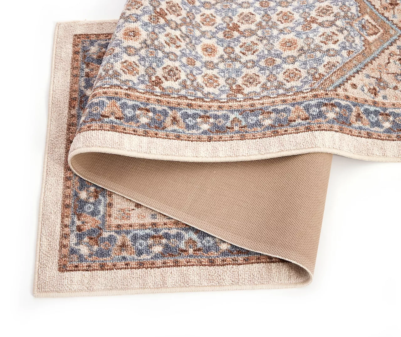 Beige & Blue Floral Persian Runner Rug, (2' X 6') - Image 2