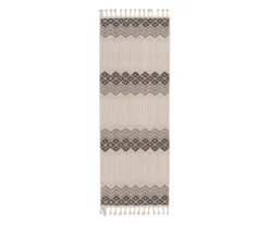 Malden Beige & White Geometric Runner Rug, (2' X 6')