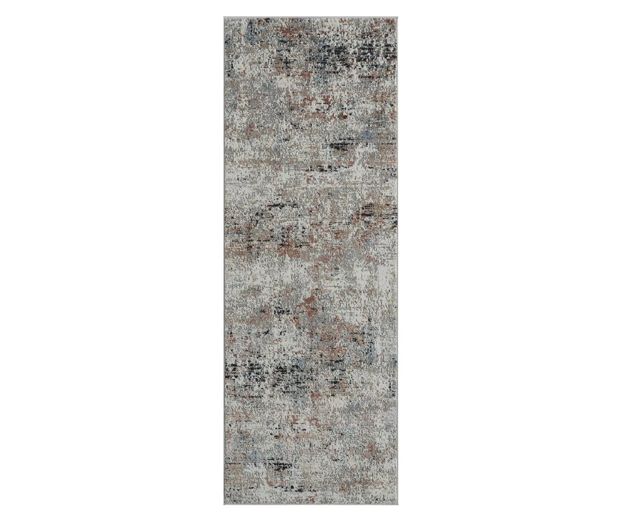 Eternity Crimson & Gray Abstract Runner Rug, (2' X 7')