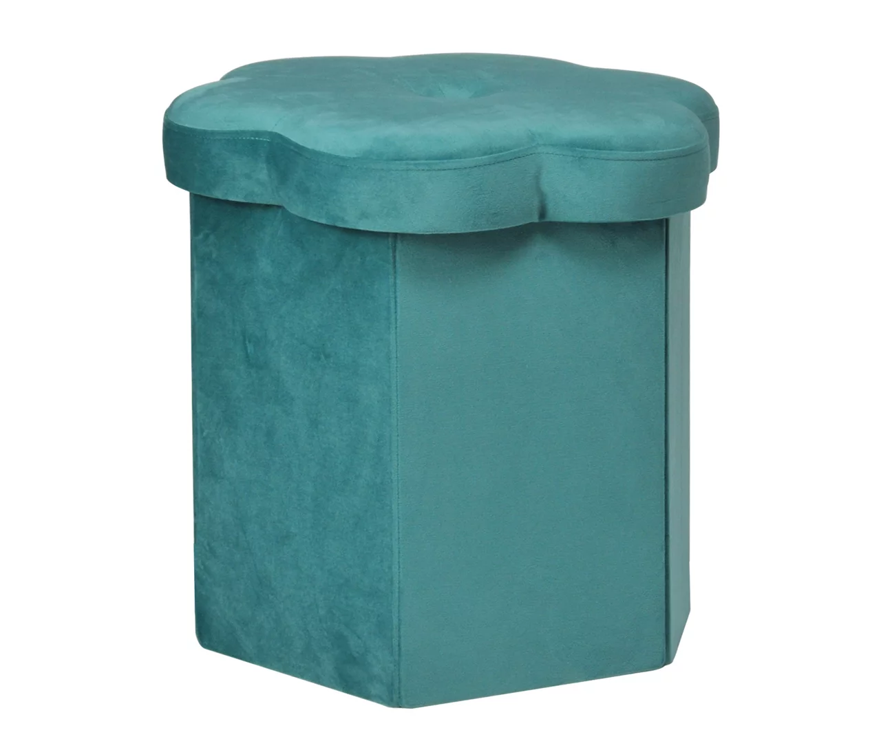 Parasailing Green Petal Velvet Storage Ottoman