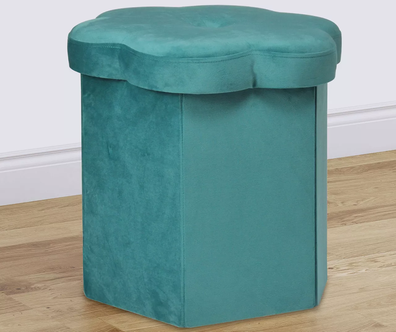 Parasailing Green Petal Velvet Storage Ottoman - Image 2