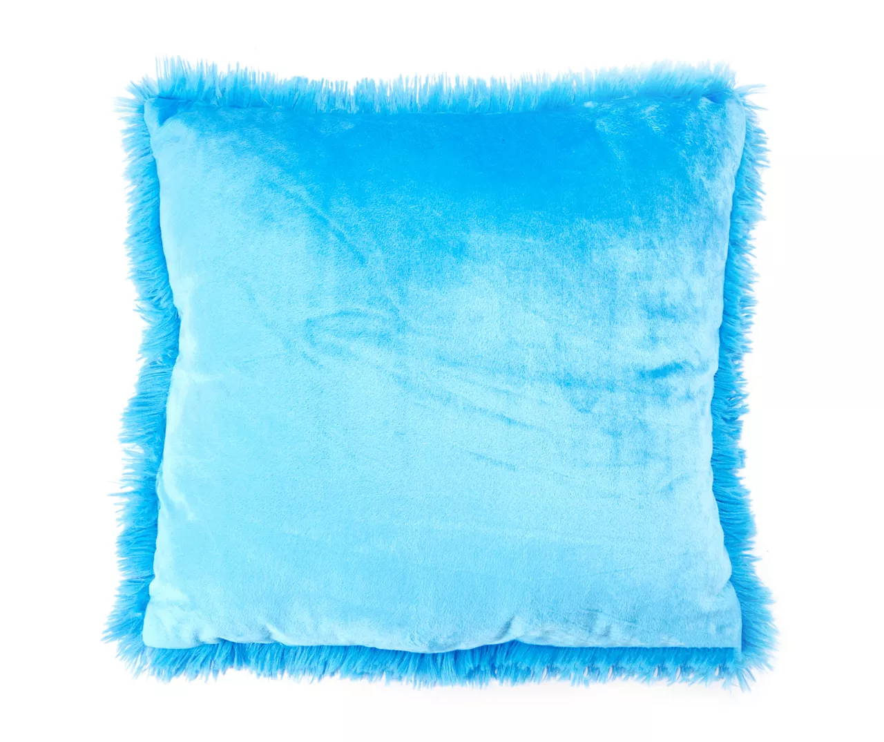 Euphoric Expression Supersonic Blue Faux Fur Throw Pillow - Image 2
