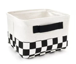 Euphoric Expression Black & White Checkerboard Canvas Storage Tote