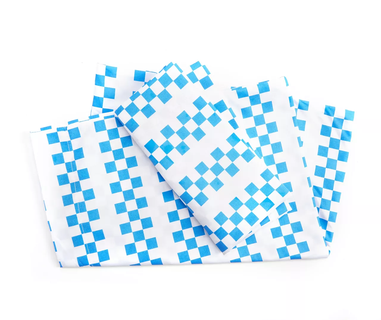 Euphoric Expression White & Blue Checkerboard Full 4-Piece Sheet Set