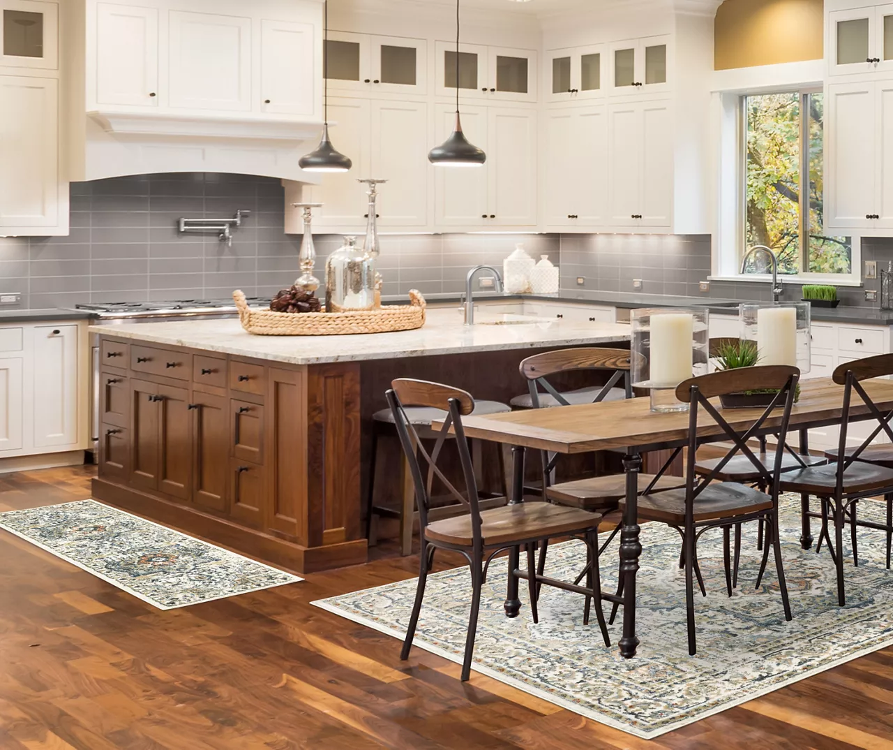 Gray & Blue Medallion Area Rug & Runner Set - Image 4