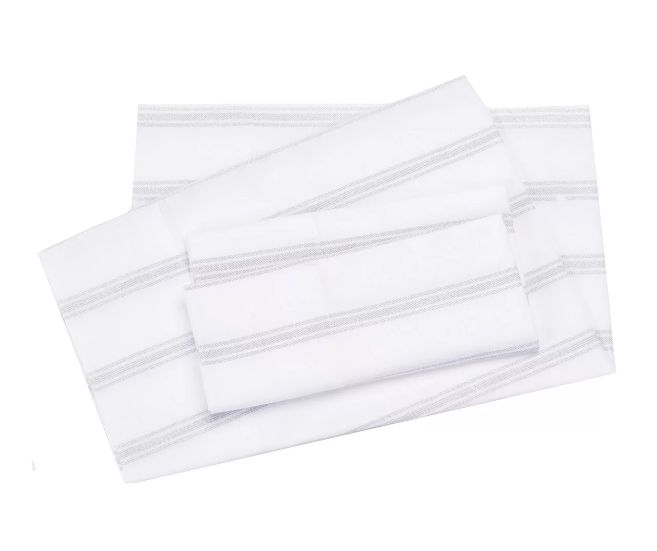 White & Gray Stripe Queen 4-Piece Sheet Set